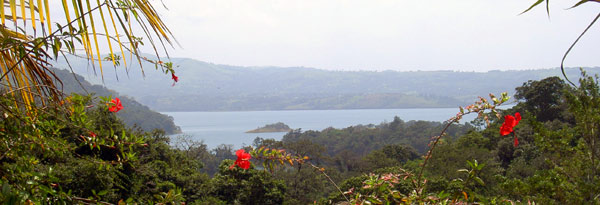 The hotel has a fine vista of Lake Arenal.